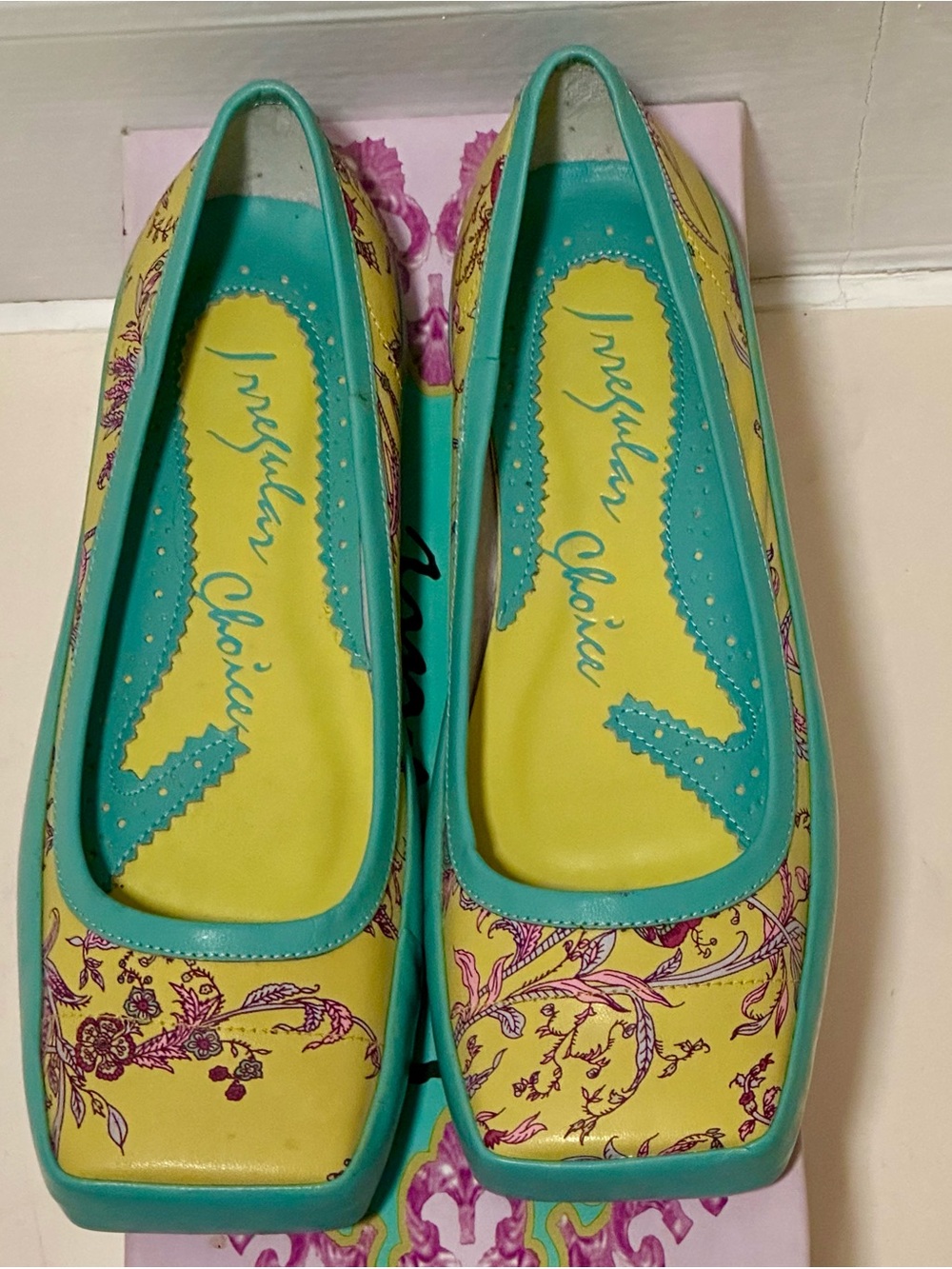 BRAND NEW IRREGULAR CHOICE SLIP ON BALLET DRESS FLATS PEACOCK PRINT SIZE 7.5
